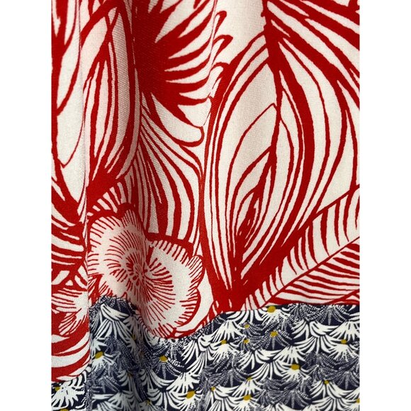 Maggy London Womens 4 Red Blue Floral Short Sleeve Sheath Dress - Picture 8 of 12